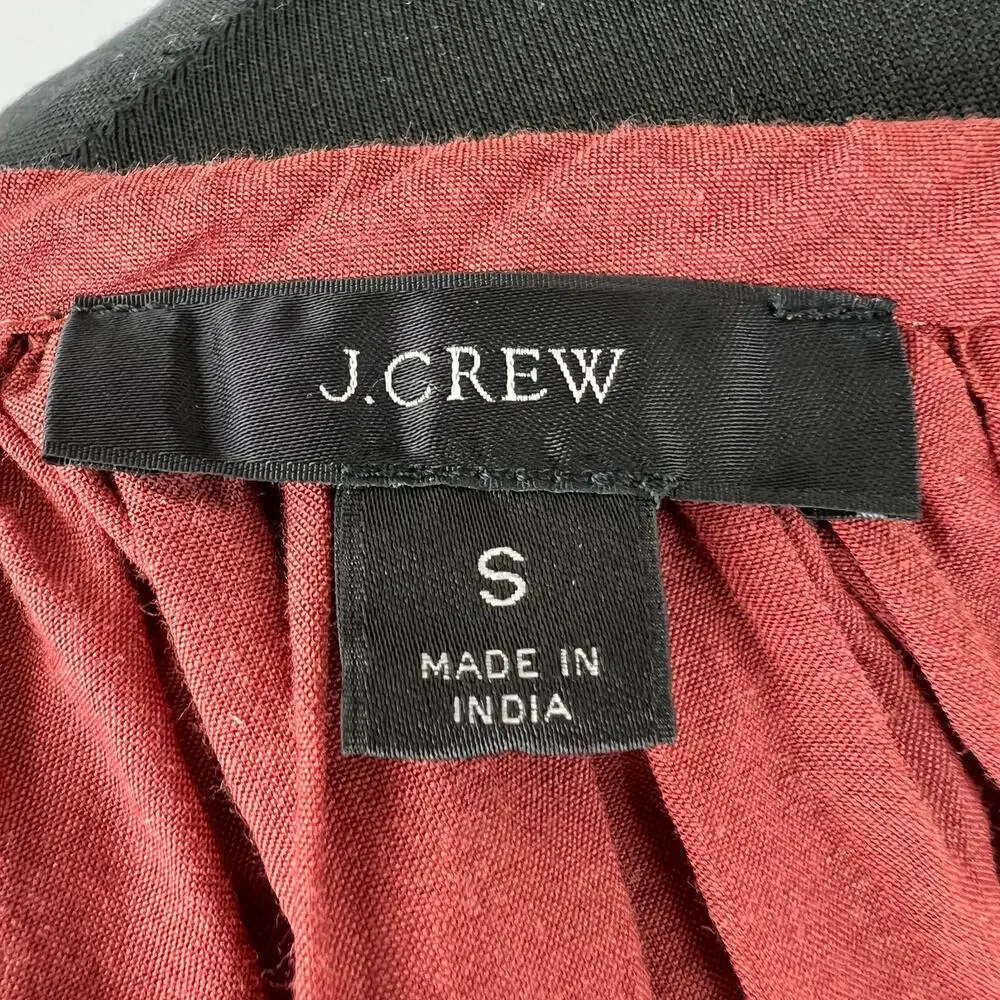 J. CREW Chimney Brown Cotton Blend Puff Sleeve Tassel Tie-Front Crop Top Size S